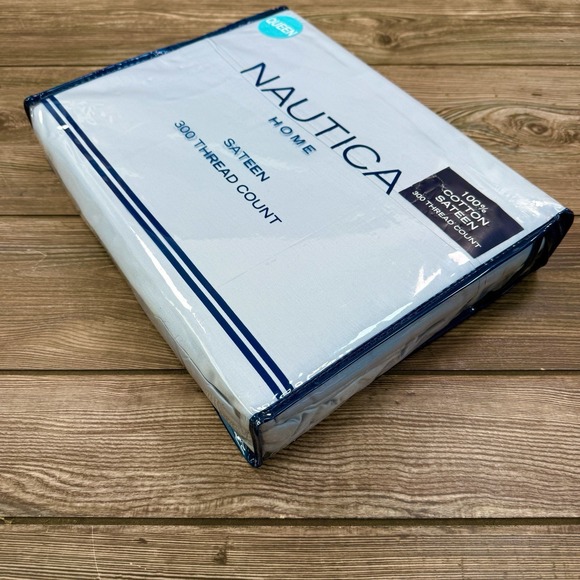Nautica Other - Nautica 4-Piece Queen Sheet Set 100% Cotton 300 Thread Count Solid Blue NEW